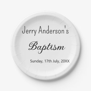 Catholic baptism kids modern simple QR minimal Paper Plates