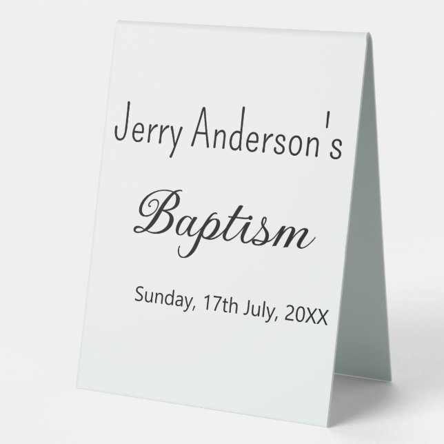 Catholic baptism kids modern simple QR minimal Table Tent (Front)
