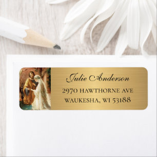 Catholic Betrothal Mary and Joseph Gold Metallic Label