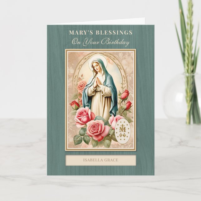 Catholic Birthday  Celebration Virgin Mary  Card (Front)