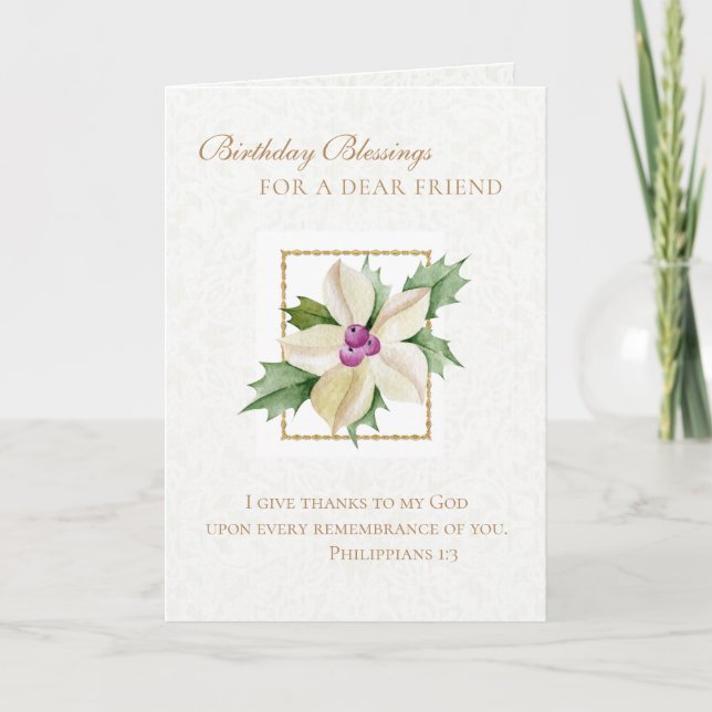 Catholic Birthday Prayer before Crucifix Floral Card (Front)