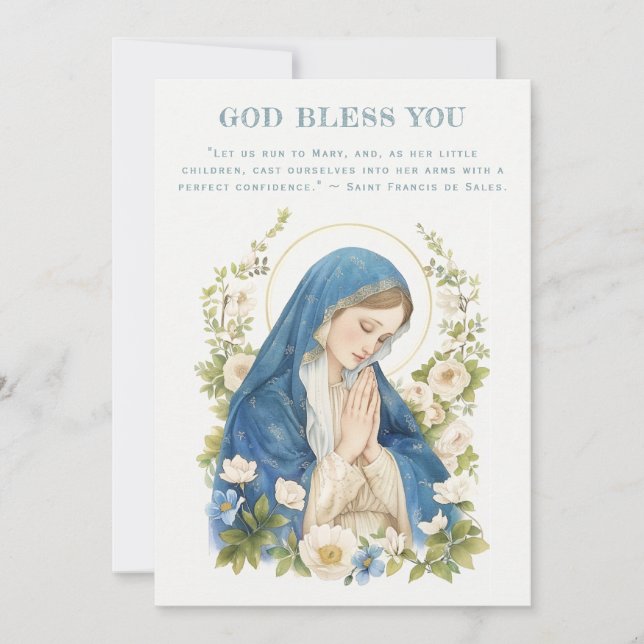 Catholic Blessed Mary  Floral Spiritual Quote (Front)