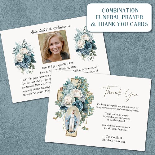 Catholic Blessed Mary  Funeral Condolence Sympathy Thank You Card