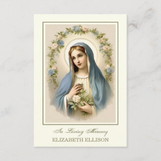 Catholic Blessed Mother Mary Funeral Prayer Card