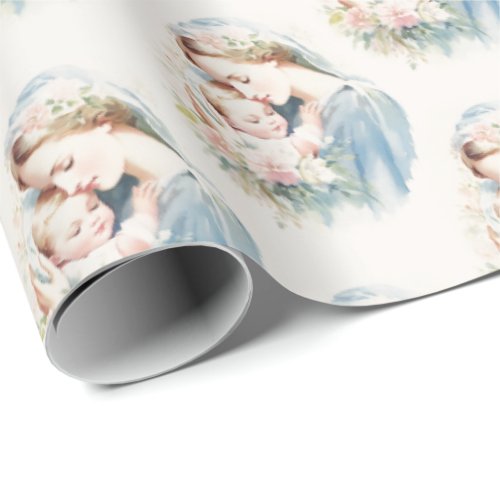 Catholic Blessed Mother Mary Jesus Religious  Wrapping Paper