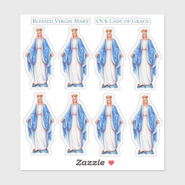 Catholic Blessed Virgin Hail Mary Vinyl Contour Sticker (Sheet)