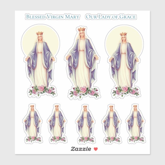 Catholic Blessed Virgin Hail Mary Vinyl Contour Sticker (Sheet)
