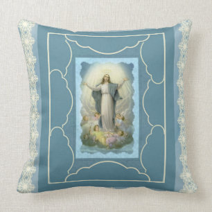 Catholic Blessed Virgin Mary Assumption Angels Throw Pillow