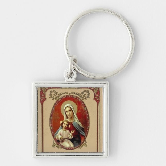Catholic Blessed Virgin Mary Baby Jesus Keychain (Front)