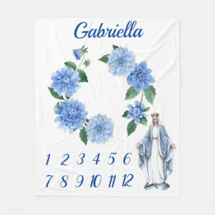 Catholic Blessed Virgin Mary Baby Milestone Fleece Blanket