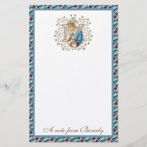 Catholic Blessed Virgin Mary Cross Religious Stati Stationery