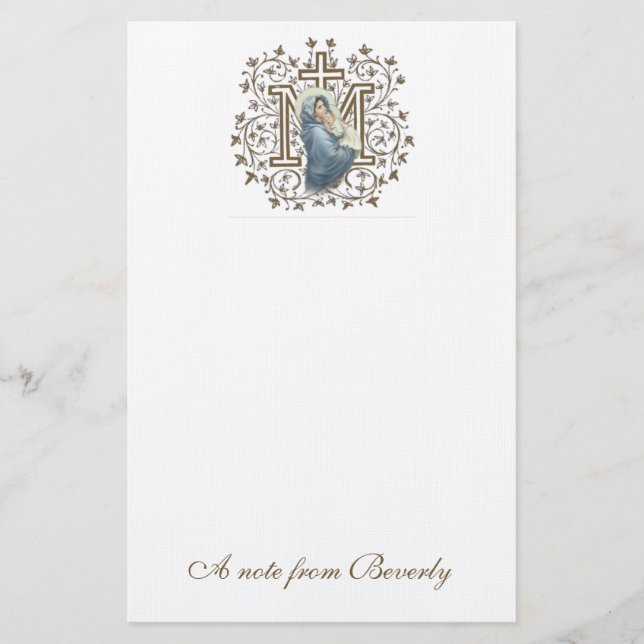 Catholic Blessed Virgin Mary Cross Religious Stationery (Front)