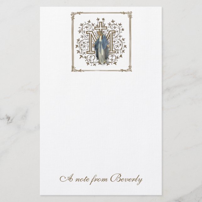Catholic Blessed Virgin Mary Cross Religious Stationery (Front)