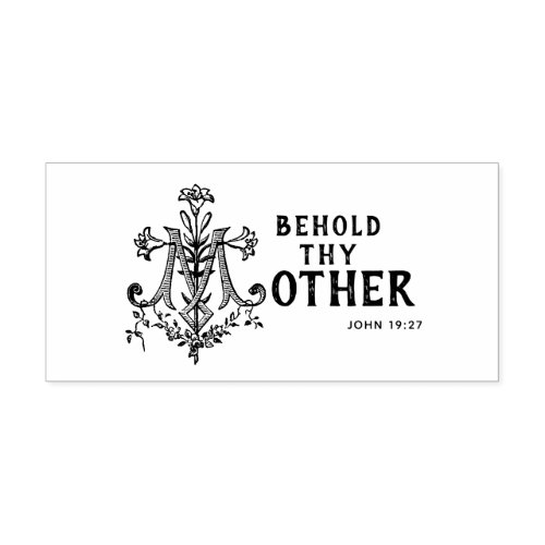 Catholic Blessed Virgin Mary Cross Scripture Rubber Stamp