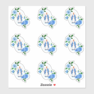 Catholic Blessed Virgin Mary Floral Religious Sticker