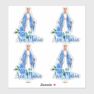 Catholic Blessed Virgin Mary Floral Religious Sticker