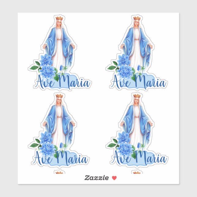 Catholic Blessed Virgin Mary Floral Religious Sticker (Sheet)