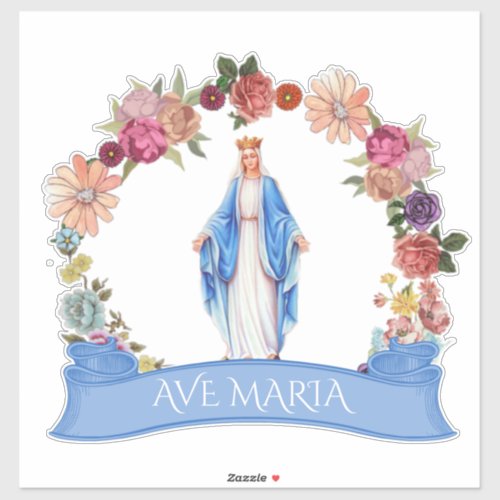 Catholic Blessed Virgin Mary Floral Religious Sticker