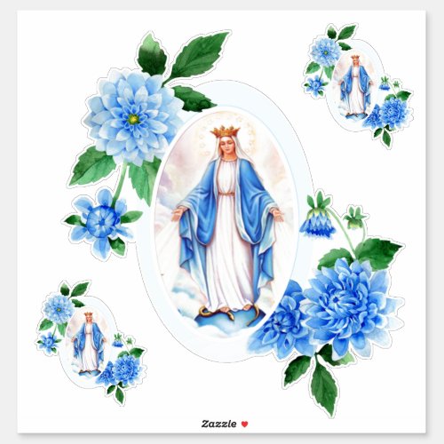 Catholic Blessed Virgin Mary Floral Religious Sticker