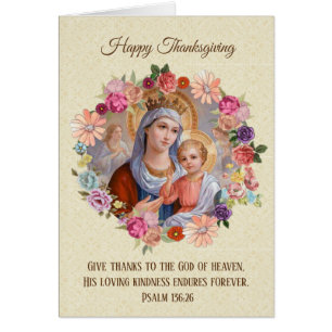 Catholic Blessed Virgin Mary Jesus Floral Cards