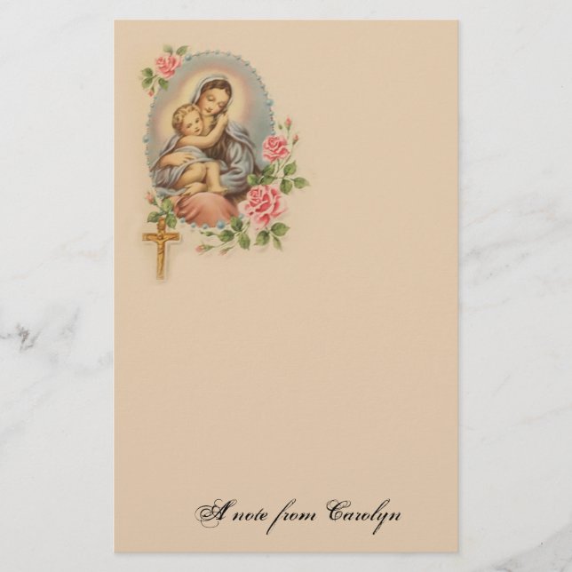 Catholic Blessed Virgin Mary Jesus Religious Stationery (Front)