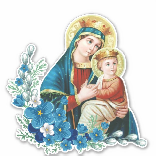 Catholic Blessed Virgin Mary Jesus Religious Sticker (Front)