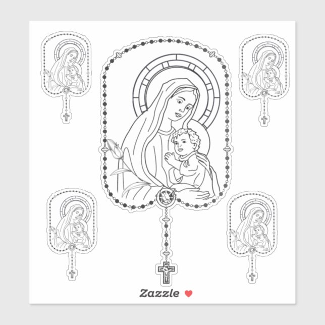 Catholic Blessed Virgin Mary Jesus Religious Sticker (Sheet)