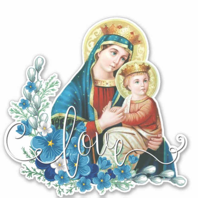 Catholic Blessed Virgin Mary Jesus Religious Sticker (Front)