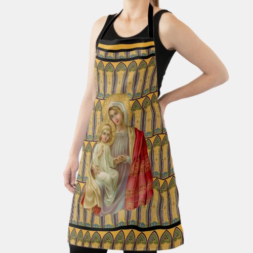 Catholic Blessed Virgin Mary Jesus Stained Glass Apron