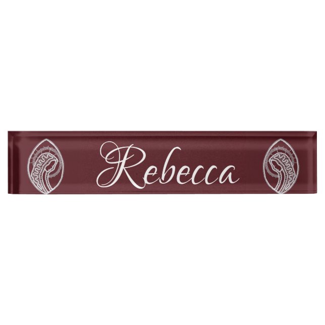 Catholic Blessed Virgin Mary, lace  Desk Name Plate (Front)