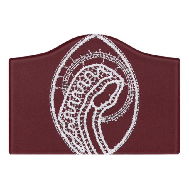 Catholic Blessed Virgin Mary, lace  Door Sign (Small Crest Front)