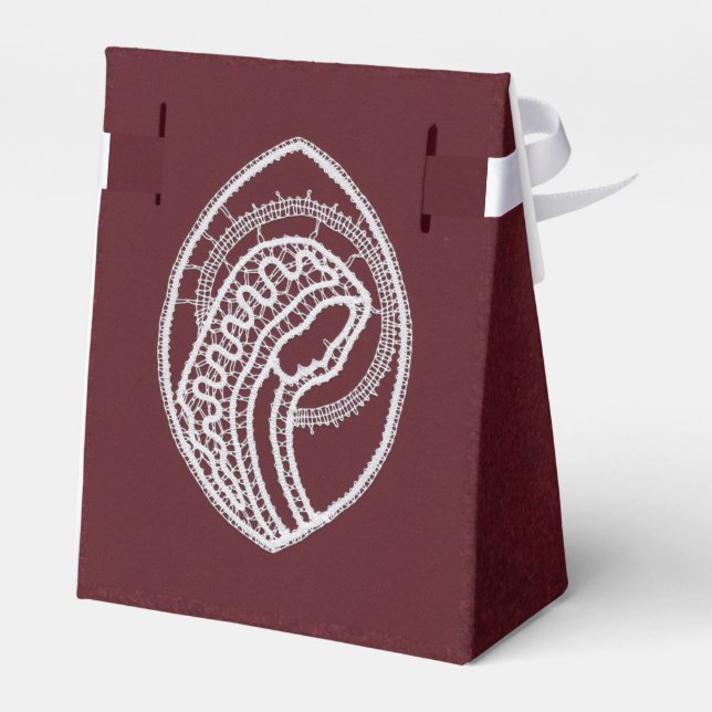 Catholic Blessed Virgin Mary, lace  Favor Boxes (Back Side)
