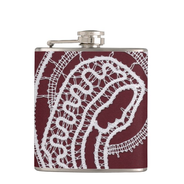 Catholic Blessed Virgin Mary, lace  Flask (Front)