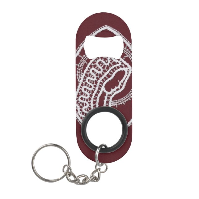 Catholic Blessed Virgin Mary, lace  Keychain Bottle Opener (Front)