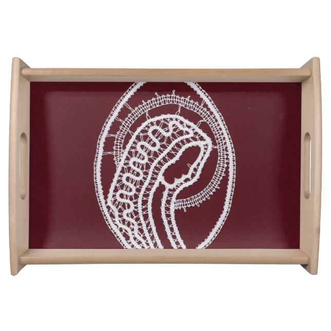 Catholic Blessed Virgin Mary, lace  Serving Tray (Front)