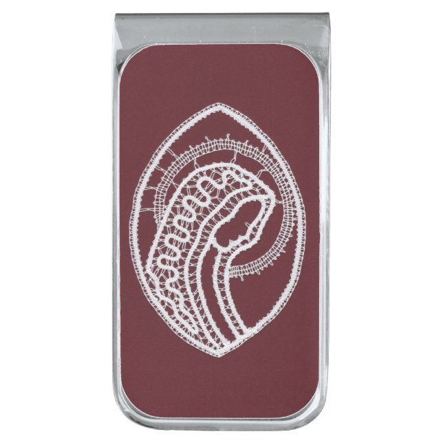 Catholic Blessed Virgin Mary, lace  Silver Finish Money Clip (Front Vertical)