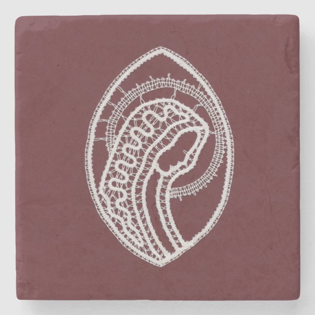 Catholic Blessed Virgin Mary, lace  Stone Coaster (Front)