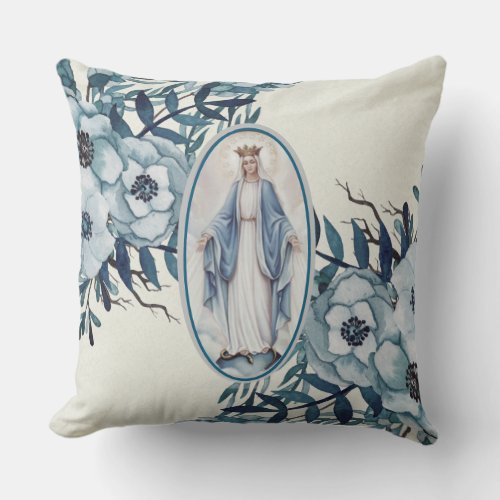 Catholic Blessed Virgin Mary Lady of Grace Throw Pillow