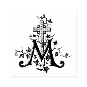 Catholic Blessed Virgin Mary Marian Cross Rubber Stamp