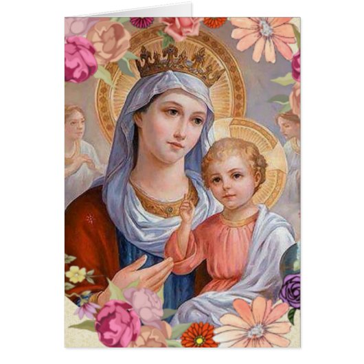 Catholic Blessed Virgin Mary Mothers Day Cards (Front)