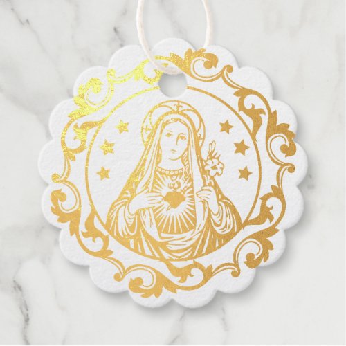 Catholic Blessed Virgin Mary Religious Mother Foil Favor Tags