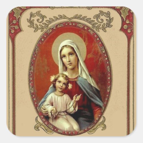 Catholic Blessed Virgin Mary Religious Square Sticker