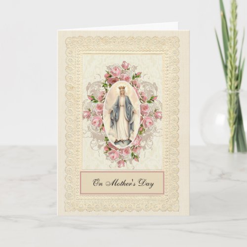 Catholic Blessed Virgin Mary Roses Mothers Day Card