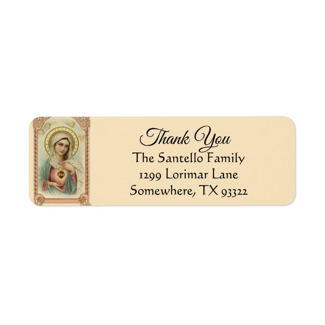 Catholic Blessed Virgin Mary Thank You Label (Front)