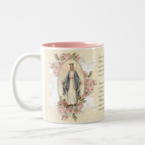Catholic Blessed Virgin Mary Vintage Lady of Grace Two_Tone Coffee Mug