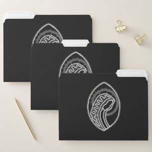 Catholic Blessed Virgin Mary White Lace on Black File Folder