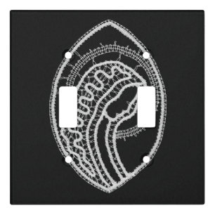 Catholic Blessed Virgin Mary White Lace on Black Light Switch Cover