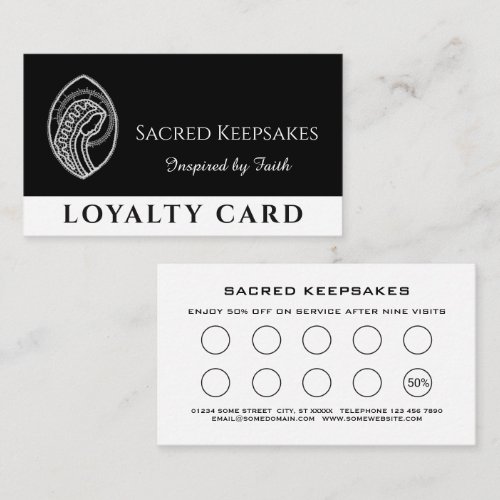 Catholic Blessed Virgin Mary White Lace on Black Loyalty Card