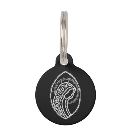 Catholic Blessed Virgin Mary White Lace on Black Pet ID Tag
