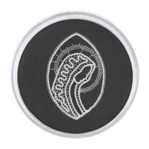 Catholic Blessed Virgin Mary White Lace on Black Silver Finish Lapel Pin